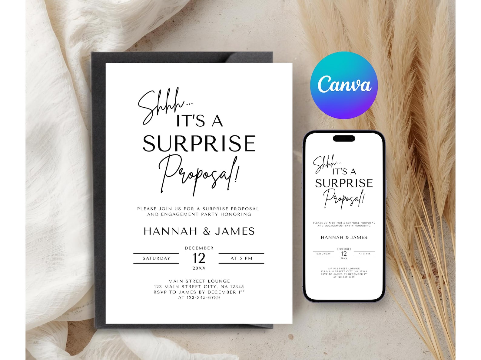 Editable Surprise Proposal Invitation Template, Modern Engagement Party ...