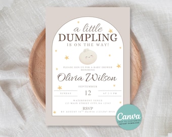 Dumpling Baby Shower Invitation: Editable Canva Template (5x7" Printable Invite)