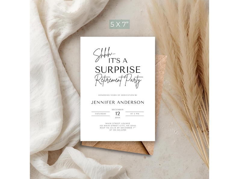 Editable It's a Surprise Retirement Party Invitation Template, Modern ...