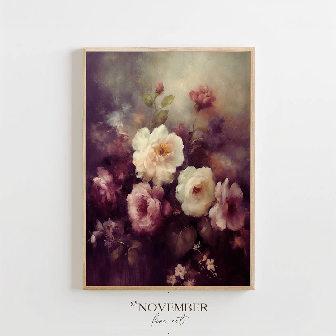 Digital Download | Vintage Rose Bouquet Print | Romantic Floral Wall ...