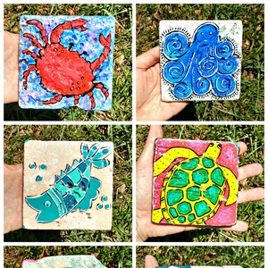 Beachy trivet cuchara resto coasters medusa cangrejo tortuga | Etsy