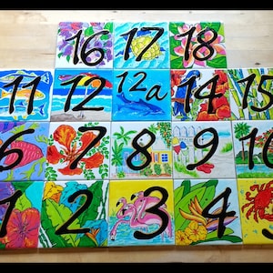 address numbers Beachy tiles numbers 1-9