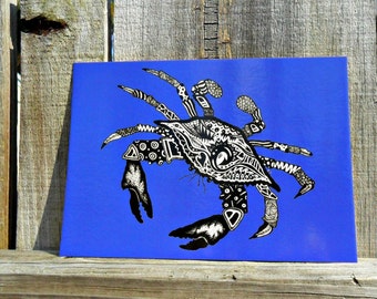 Blue Crab Animal Art Postcards