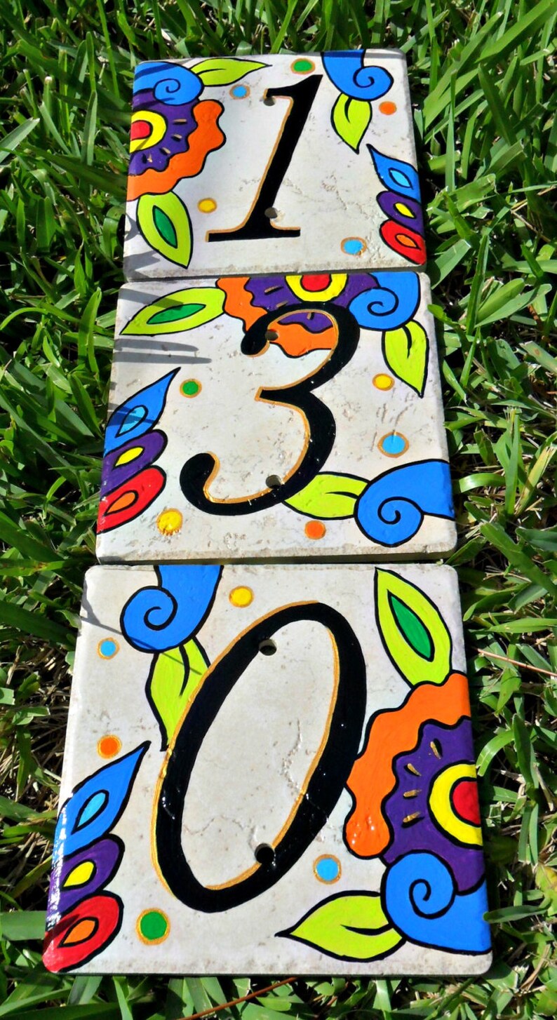 House Numbers Address Tiles SPANISH COOL Etsy