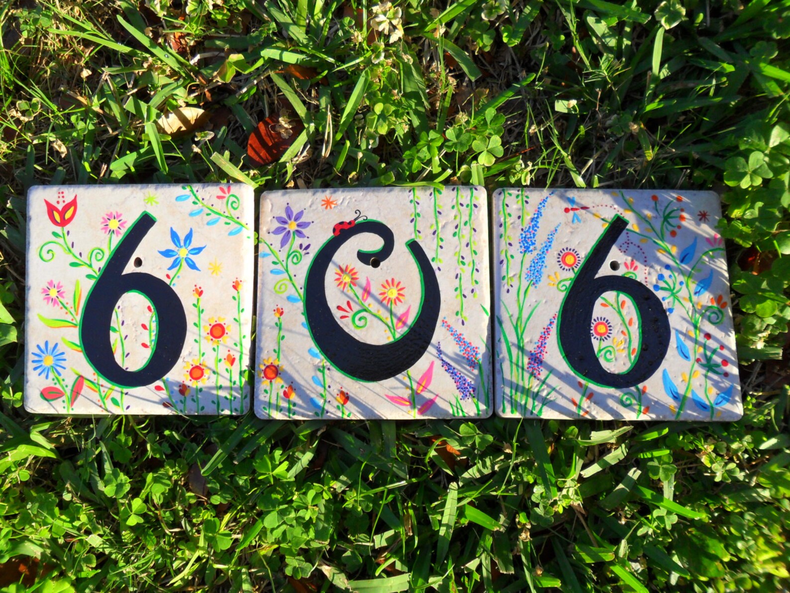 House Numbers Hand Painted Address Tile Garden Party Etsy