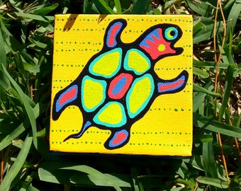 mini painting  4 x 4 canvas Turtle