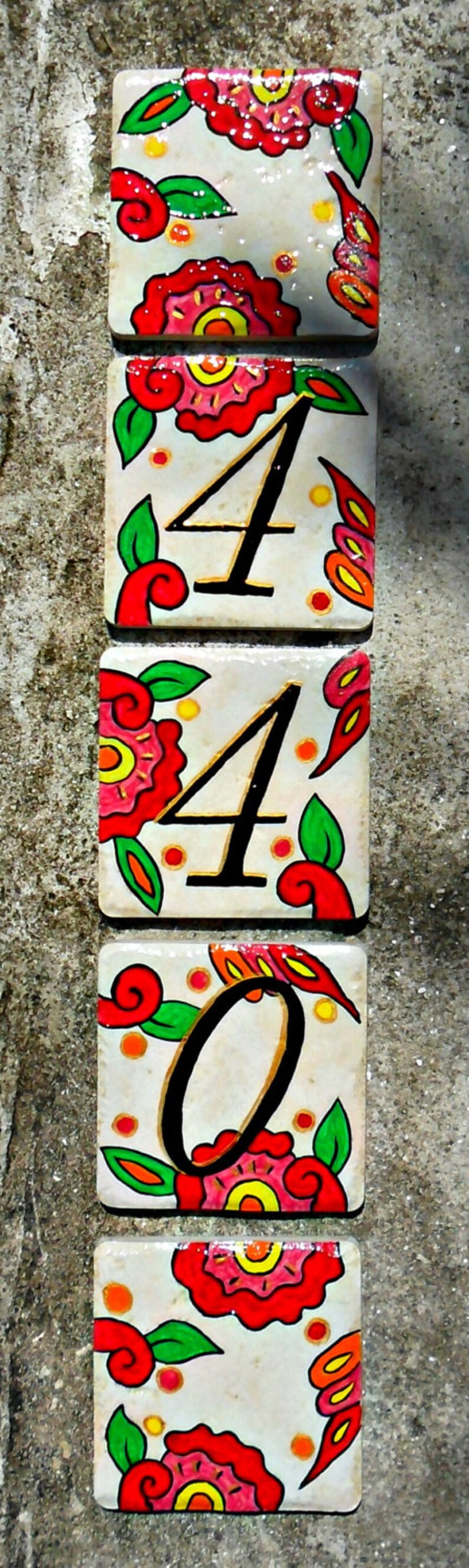 Hand Painted House Numbers Address Tiles SPANISH RED Etsy