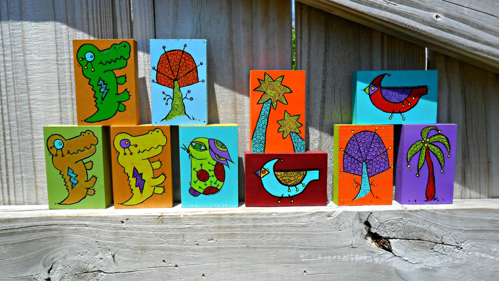 Fun Wood Art Blocks Animals Trees Bugs Ocean Etsy