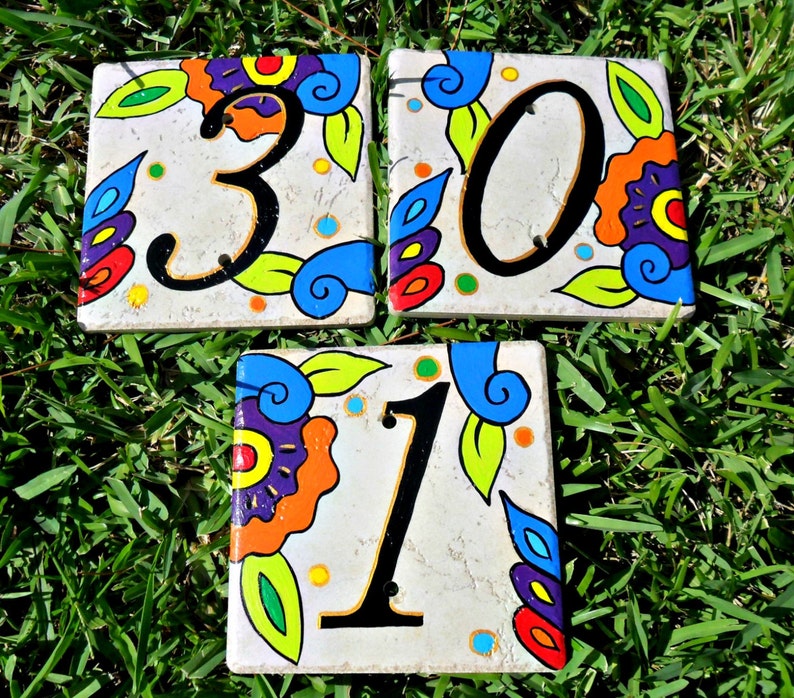 House Numbers Address Tiles SPANISH COOL Etsy