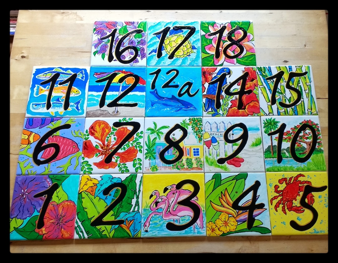 Address Numbers Beachy Tiles Numbers 1-9 - Etsy