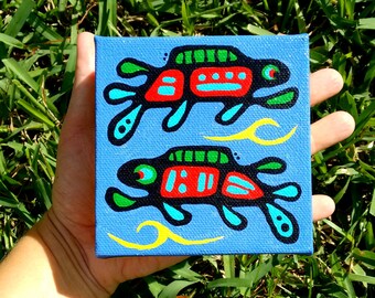 mini painting  4 x 4 canvas Fish