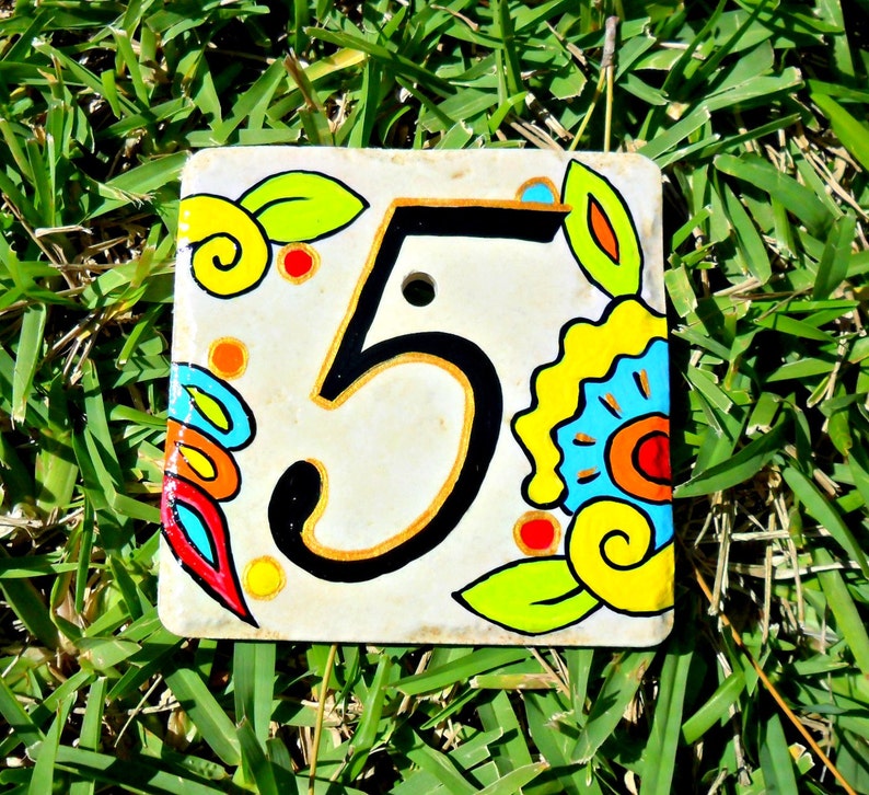 House Numbers Address Tiles SPANISH LIMON Hand Painted Etsy