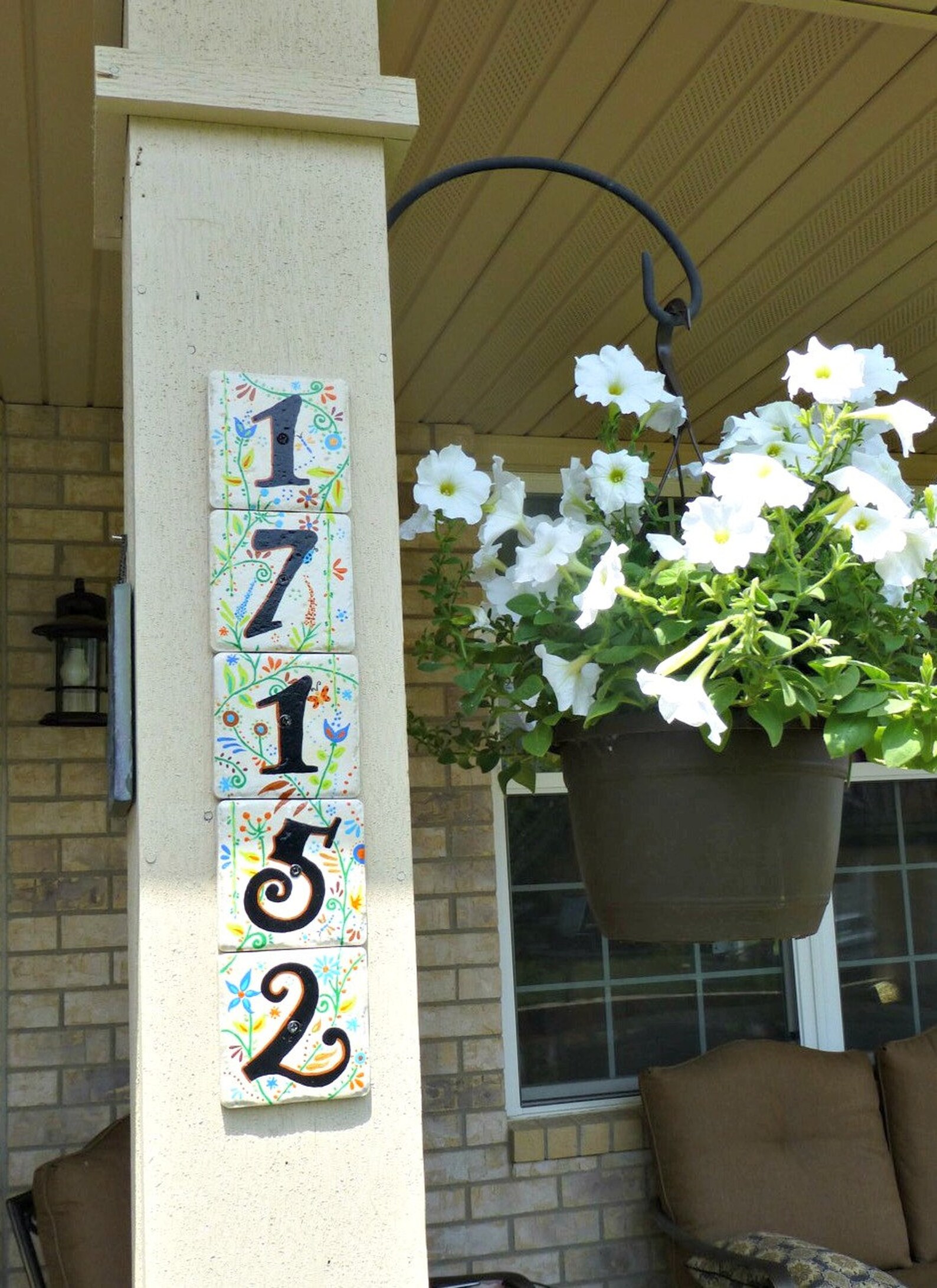 House Numbers Hand Painted Address Tile Garden Party Etsy