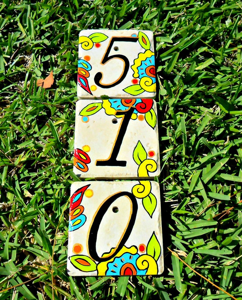 House Numbers Address Tiles SPANISH LIMON Hand Painted Etsy