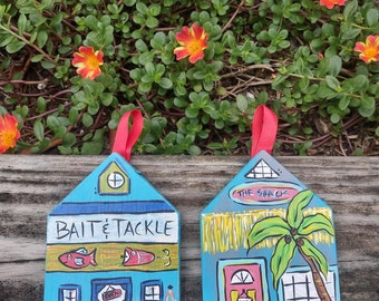 Beach themed wooden ornaments