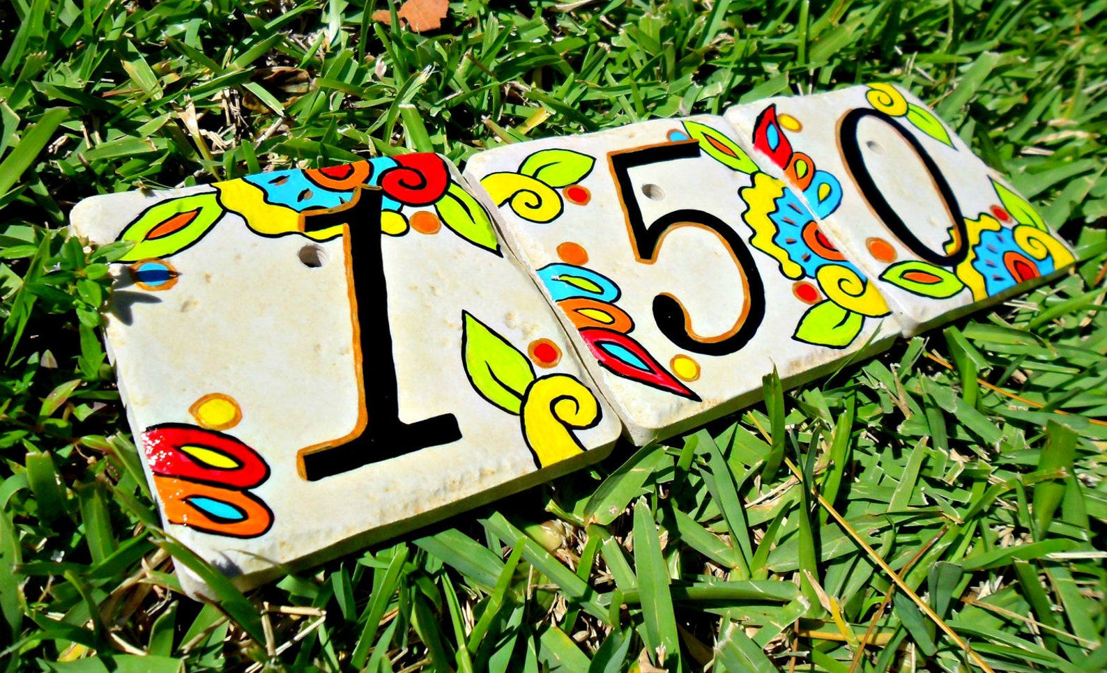 House Numbers Address Tiles SPANISH LIMON Hand Painted Etsy