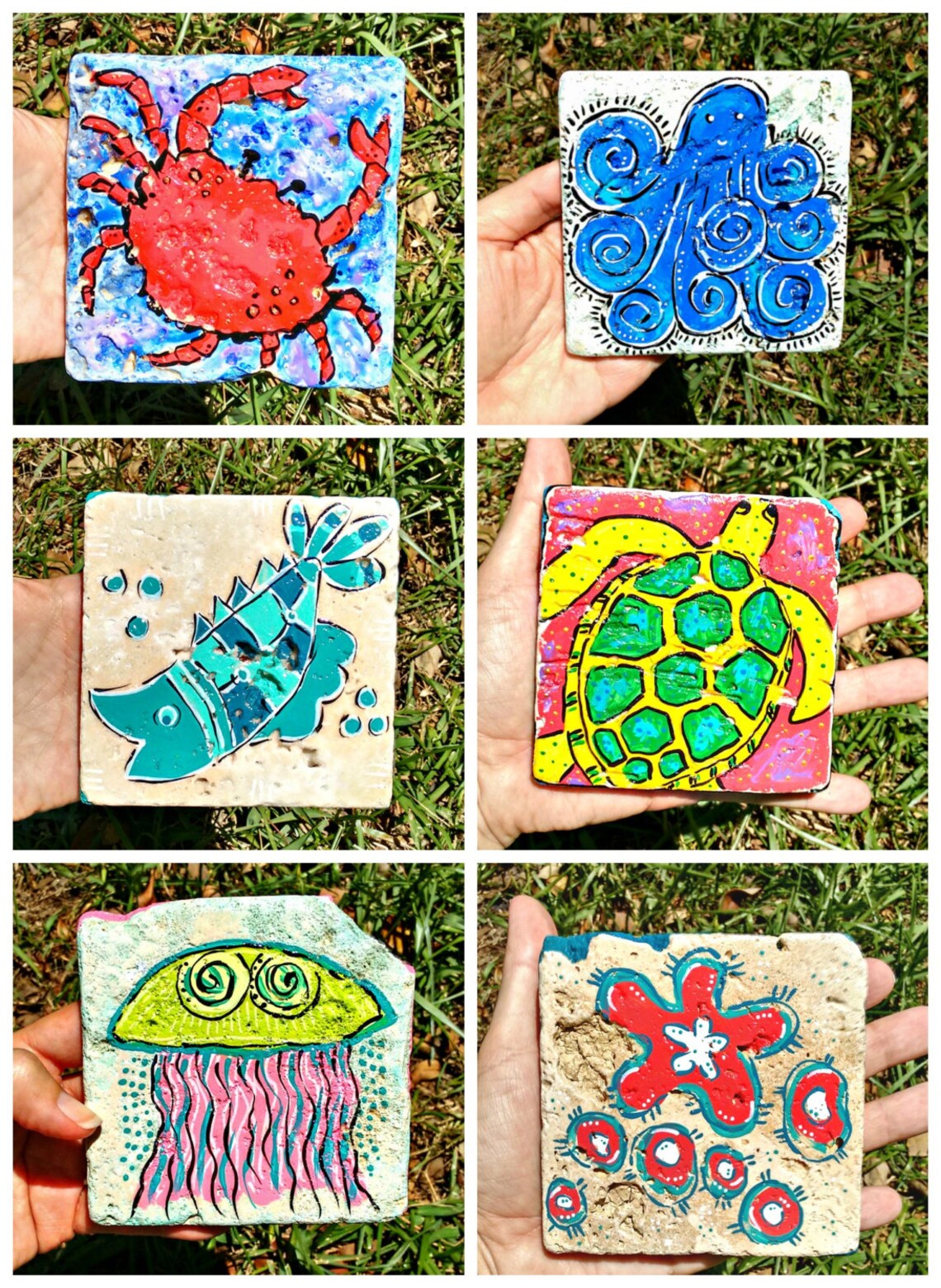 Beachy trivet cuchara resto coasters medusa cangrejo tortuga | Etsy