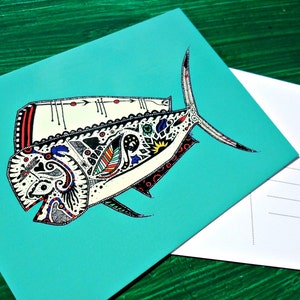 Postcard Teal Mahi Mahi Animal Art image 4