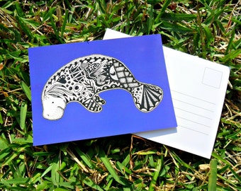 Manatee Animal Art Postcards