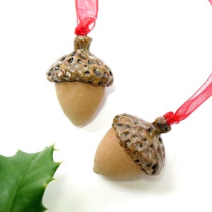 Handmade Ceramic Acorn Ornament, Pottery Aromatherapy Diffuser, Essential Oils Woodland Decor