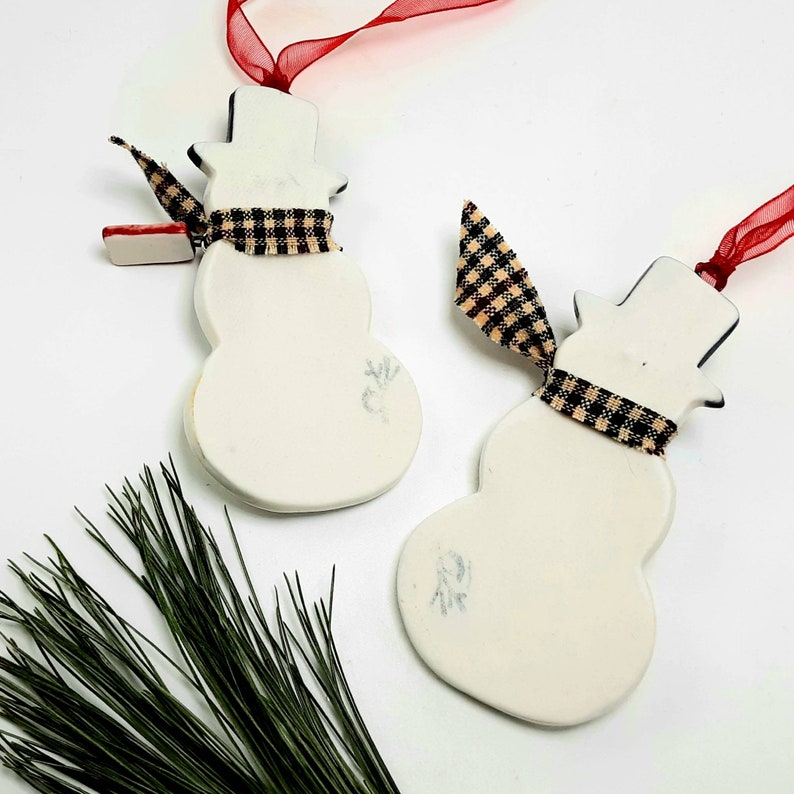Personalized Ceramic Snowman Ornament / 1 Custom Handmade Etsy