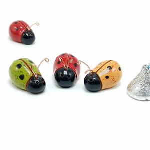 Pottery Ladybug (1) Miniature Succulent Garden Decor, Sculpted Hand Crafted Ceramic Ladybird, Fairy Garden Sculpture, Moss Garden Decoration