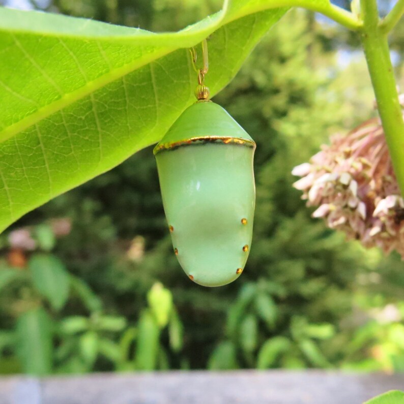 Porcelain Monarch Butterfly Chrysalis Pottery Cocoon Jewelry Etsy