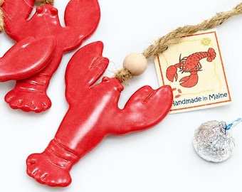 Maine Lobster Ceramic Ornament, Coastal Christmas Decor, Handmade Custom Pottery Keepsake, Nautical Holiday Decoration, Lobster Lover Gift