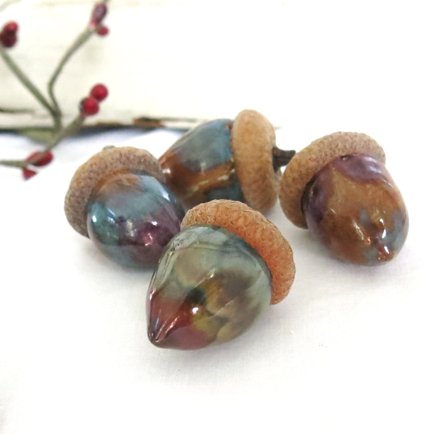 Acorns Fall Pottery Ceramic Harvest Decor Wedding Party Favors, Handmade Autumn Decoration, Woodland Theme, Hostess Gift, Stocking Stuffer