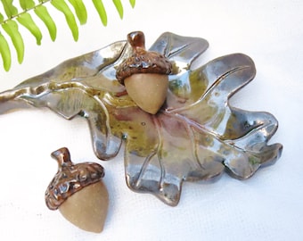 Aromatherapy Essential Oils Diffuser Pottery Leaf Acorn, Ceramic Spa Accessory Decor, Yoga Meditation Harvest Decoration Fragrance Handmade