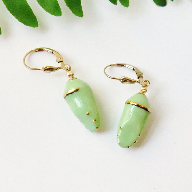 Porcelain Chrysalis Earrings Monarch Butterfly Earrings Etsy