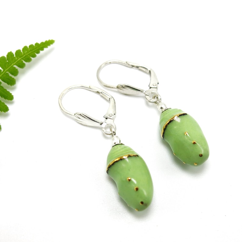 Porcelain Chrysalis Earrings Monarch Butterfly Earrings Etsy