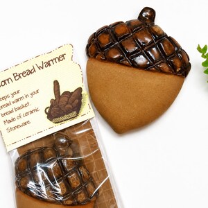Ceramic Acorn Bread Warmer, Handmade Thanksgiving Table Accessory, Hostess Gift, Teacher Present, Autumn Kitchen Decor, Fall Pottery Tile