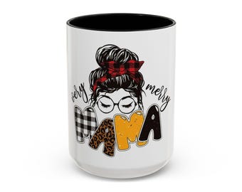 Festive Mama Coffee Mug with Cute Design Holiday Gift for Moms, Cozy Beverages Home Décor Mothers Day Christmas