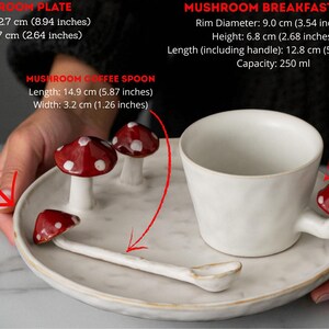 Nyckfullt set med mugg och tallrikar i keramik från Whimsical Mushroom: Handgjord Cottagecore-keramik bild 2