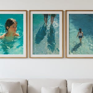 Turquoise Ocean Wall Art Set - Calm Summer Beach Prints