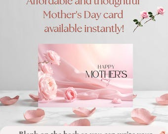 Pink Floral Mother's Day Postcard – 4x6 Romantic Card (JPG/PDF Download)