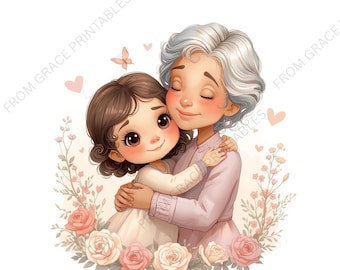 Christian Grandmother Card | Proverbs 17:6 Scripture, Watercolor Illustration (Digital Download)