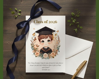 Class of 2026 Graduation Card | Christian Graduation Card | White Girl Blonde Hair | Printable 5x7 Card | Instant Download