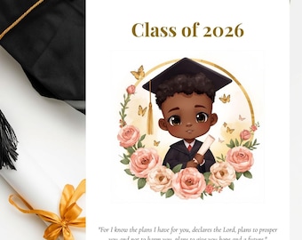 African American Boy Graduation Card Printable | Class of 2026 | Christian Graduation Card | Black Boy Grad Card | Instant Download