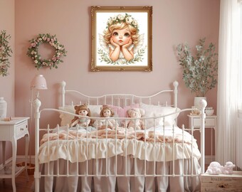 Angel Girl Wall Art Print | Watercolor Angel Nursery Decor | Memorial Angel Print | Christian Girls Room | Baby Shower Gift