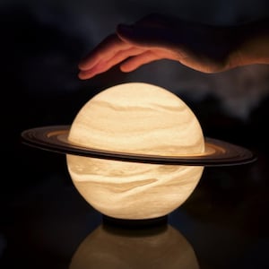 Lampa Saturn wydrukowana w 3D, przytulny prezent kosmiczny dla dzieci i dorosłych, lampka nocna