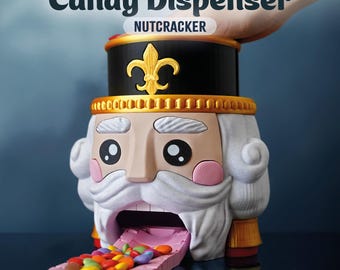 3D gedruckter Nussknacker Candy Dispenser | Urlaub Wohnkultur | Kundenspezifisches Weihnachtsgeschenk für Kinder u. Erwachsene