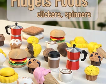 Essen Fidget Spielzeug Clicker & Spinner | Stress Relief Schreibtisch Spielzeug | Valentinstag Geschenk | Lustiger Schlüsselanhänger