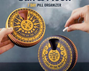 Sun & Moon 7-daagse pillendoos | Wekelijkse medicijnkoffer | Vitaminedoos voor op reis |  Aanvullend organisator
