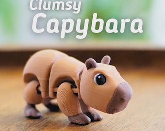 Tollpatsch Capybara | Gelenk 3D Gedruckt Fidget Spielzeug | Flexy Tierfigur | Niedliches Schreibtisch-Haustier-Geschenk | Handgefertigtes Capybara Spielzeug