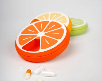 3D Gedruckter Citrus Pill Organizer | 7-Tage-Früchte Pillenbox | Reise-Vitamin-Kasten, Behälter