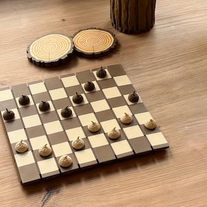 3D Printed Forest Chess Set | Board Chess Checkers Game Gift | Mushroom Woodland Decor image 10
