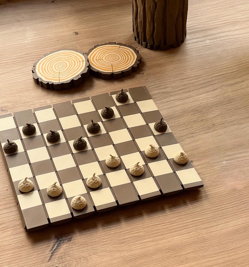 3D Printed Forest Chess Set | Board Chess Checkers Game Gift | Mushroom Woodland Decor image 10