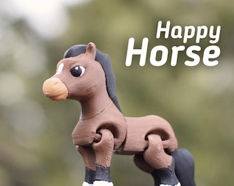 Happy Horse 3D Gedrucktes Gelenkpferd | Stressabbau ADHD Spielzeug Schlüsselbund